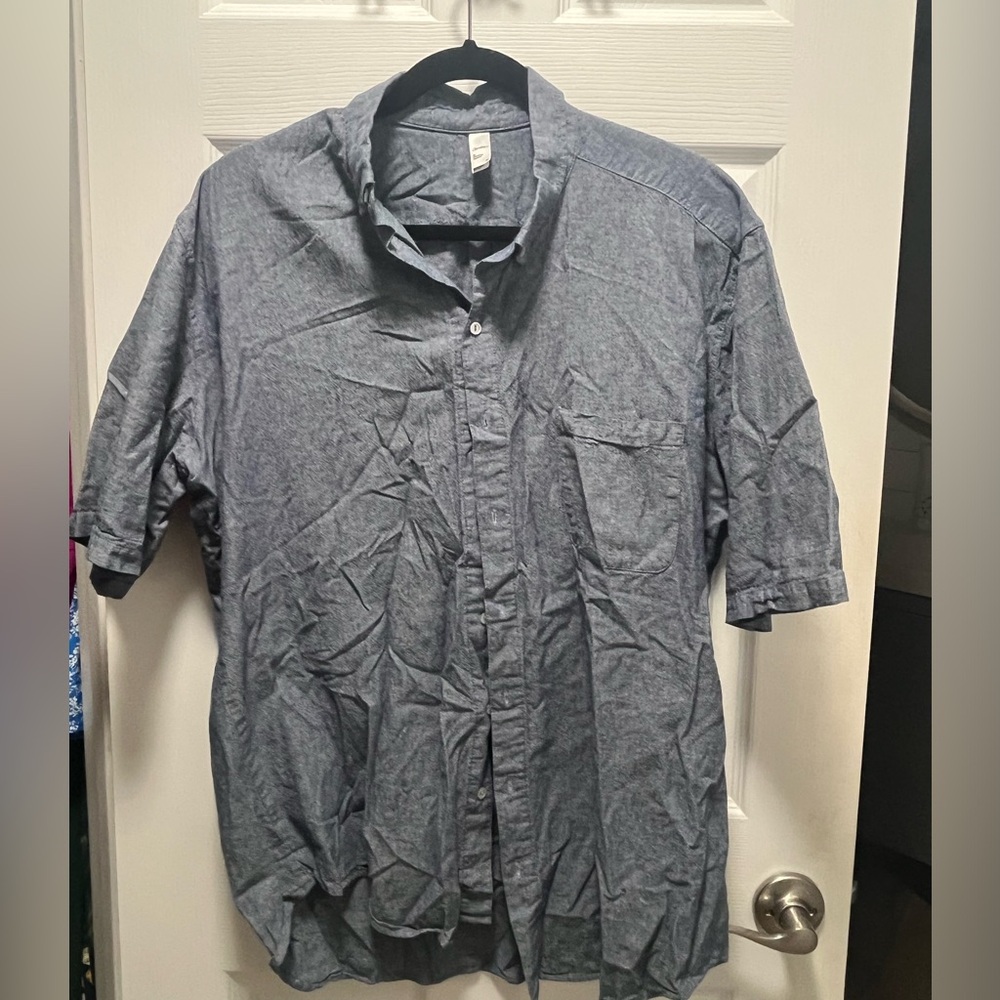 Mens American apparel denim chambray button down shirt XL